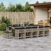 vidaXL 15 Parta Gar&eth;bor&eth;stofusetti&eth; me&eth; P&uacute;&eth;um Lj&oacute;sgr&aacute;r P&oacute;l&yacute;rattan