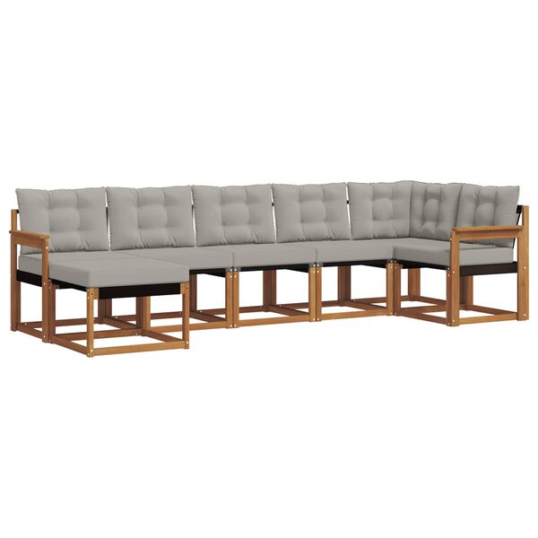 vidaXL &Uacute;ti s&oacute;fasett me&eth; p&uacute;&eth;i 7 pcs N&aacute;tt&uacute;rulegt og Lj&oacute;st Gr&aacute;tt