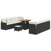 vidaXL Gar&eth;s&oacute;fa sett 11 pcs Svartur p&oacute;l&yacute;rattan