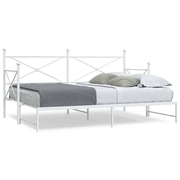vidaXL Daybed me&eth; r&uacute;llu &aacute;n d&yacute;nu Hv&iacute;tt 75x190 cm St&aacute;l