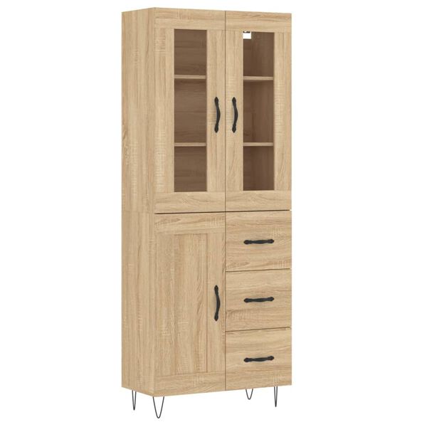 vidaXL Sk&aacute;pur Sonoma Eikarlitur 69,5x34x180 cm Samsettur Vi&eth;ur