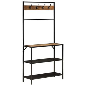 vidaXL Fatahengi 90x35x180 cm Gegnheill Mangóviður og Járn