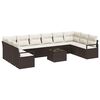 vidaXL Gar&eth;s&oacute;fa sett me&eth; p&uacute;&eth;i 11 pcs Br&uacute;nn og Rj&oacute;ma p&oacute;l&yacute;rattan