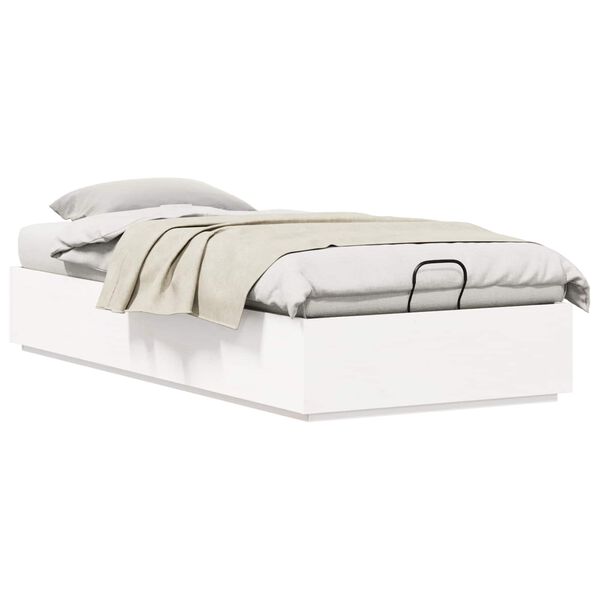 vidaXL Ott&oacute;man s&aelig;ngurrammi Hv&iacute;t 80 x 200 cm Mass&iacute;ft furuvi&eth;