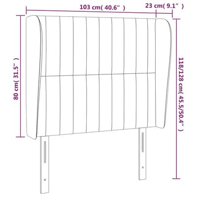 vidaXL Höfðagafl með Eyrum 103x23x118/128 cm Ljósgrátt Flauel