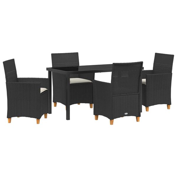 vidaXL Gar&eth;ur bor&eth;sett 5 pcs Svartur p&oacute;l&yacute;rattan