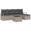 vidaXL S&oacute;fasett me&eth; p&uacute;&eth;i me&eth; geymslu 6 pcs Lj&oacute;sgr&aacute;r p&oacute;l&yacute;rattan