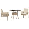 vidaXL Gar&eth;ur bor&eth;sett 3 pcs Drapplita&eth;ur p&oacute;l&yacute;rattan