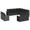 vidaXL 11 Hluta Gar&eth;s&oacute;fasett me&eth; Sessum Svart P&oacute;l&yacute;rattan