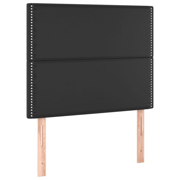 vidaXL LED höfuðgafl Svart 100x5x118/128 cm Leðurlíki