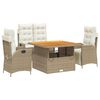 vidaXL 4 Hluta Gar&eth;bor&eth;stofusett me&eth; Sessum Drappa&eth; P&oacute;l&yacute;rattan