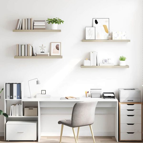 vidaXL Vegghengdar Hillur 4 stk. Eikarlita&eth;ar 90x23,5x3,8 cm MDF