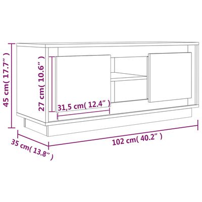 vidaXL Sjónvarpsskápur Grár Sonoma 102x35x45 cm Samsettur Viður