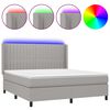 vidaXL H&oacute;lfa&eth; Springr&uacute;m me&eth; D&yacute;nu&LED Lj&oacute;sgr&aacute;tt 160x200cm Tauefni
