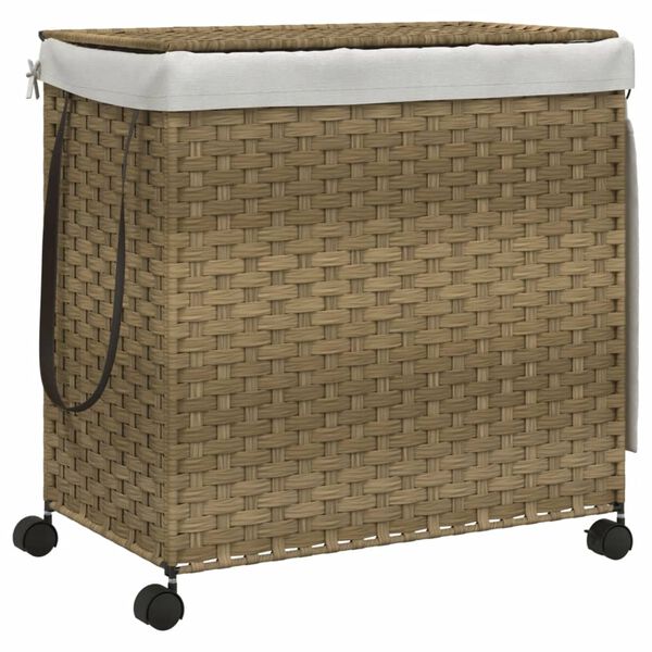 vidaXL þvottakarfa með Hjólum 60x35x60,5 cm Rattan