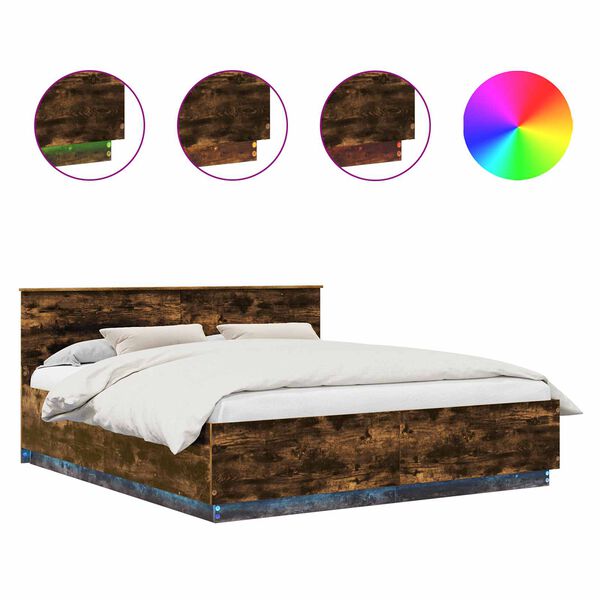 vidaXL Ramsv&iacute;k me&eth; h&ouml;fu&eth;gafl Rau&eth;-eik 200 x 200 cm Samsettur vi&eth;ur