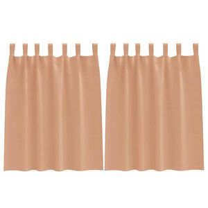 vidaXL Svartgard&iacute;nur me&eth; hringjum 2 pcs L&eacute;tt br&uacute;nt 140 x 140 cm