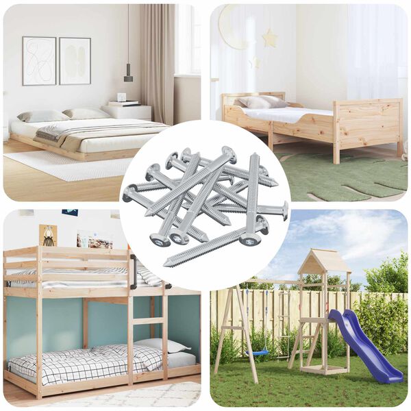 vidaXL Skr&uacute;fa 1600 pcs Silfur M6 x 60 mm St&aacute;l