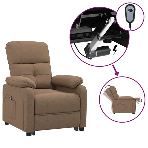 vidaXL Electric Recliner stóll Brúnt efni