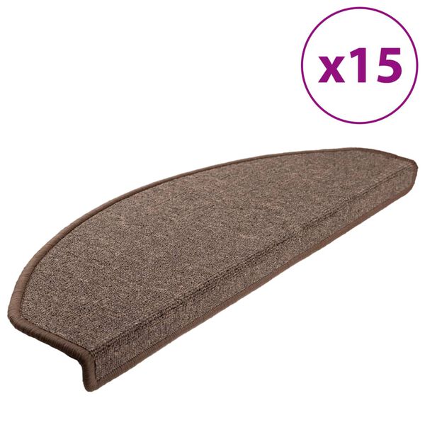 vidaXL Stigamottur 15 stk 65x24x4 cm kaffibr&uacute;nar h&aacute;lfhringlaga st&oacute;rar