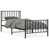 vidaXL R&uacute;mgrind &uacute;r M&aacute;lmi me&eth; H&ouml;fu&eth;gafli & F&oacute;tagafli Sv&ouml;rt 90x200 cm