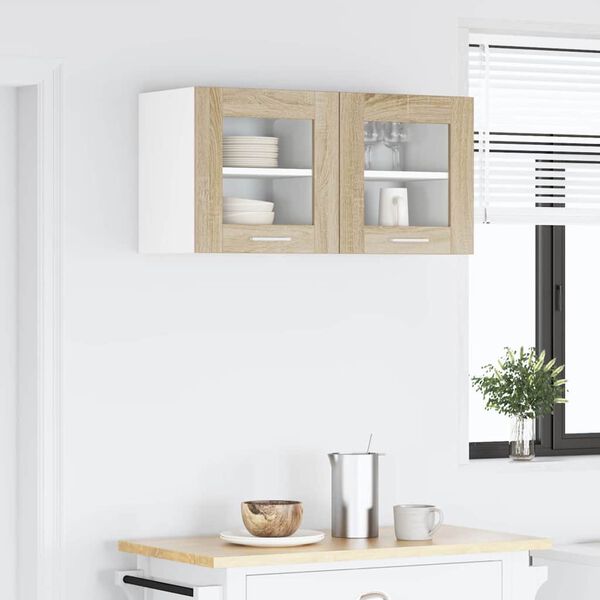 vidaXL Vegghengdur sk&aacute;pur me&eth; geymslu 2 pcs Sonoma Eik 40 x 31 x 40 cm