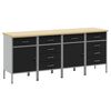 vidaXL Vinnusk&aacute;pur me&eth; sk&uacute;ffu 4 pcs Svartur og gr&aacute;r 200 x 55 x 85 cm