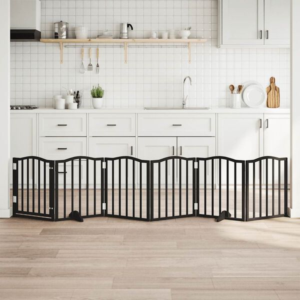 vidaXL Hundahlið með Hurð Fellanlegt 6 Þil Svart 300 cm ösp