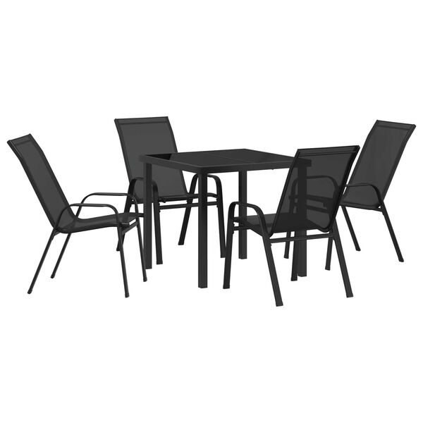 vidaXL Gar&eth;ur bor&eth;sett 5 pcs Svartur Duftlita&eth;ur st&aacute;l