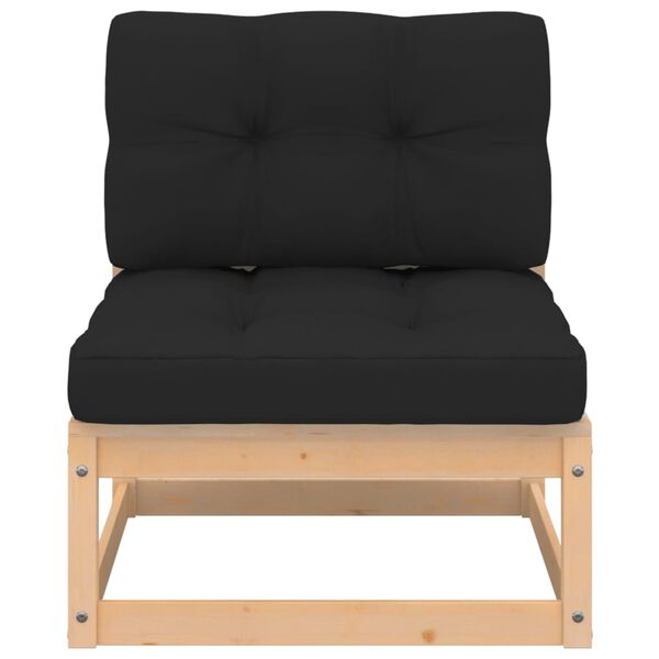 vidaXL Garðsófi Miðjueining með Sessum Gegnheil Fura