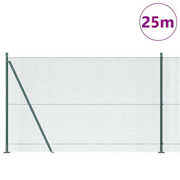vidaXL Gir&eth;ingarp&oacute;stur Gr&aelig;nn 25 x 1,4 m (12 x 12 mm net) St&aacute;l og PVC