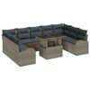 vidaXL Gar&eth;s&oacute;fa sett me&eth; p&uacute;&eth;i me&eth; geymslu 10 pcs Gr&aacute;r Poly rattan