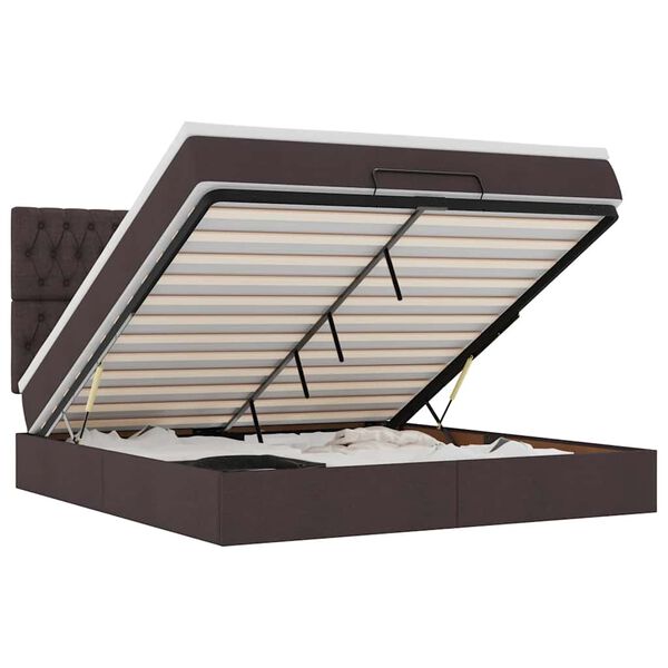 vidaXL Ottoman r&uacute;m me&eth; d&yacute;nu D&ouml;kkbr&uacute;nt 180x200cm Efni