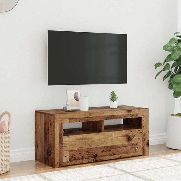 vidaXL sjónvarpsskápur með LED ljósum 90x35x40 cm Engineered Wood