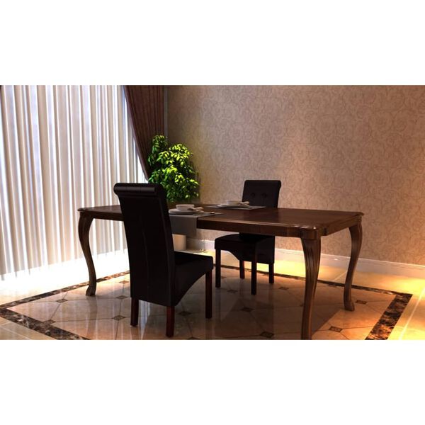 vidaXL Borðstofustólar 2 stk. Brúnt Gervileður