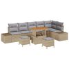 vidaXL Gar&eth;s&oacute;fa sett me&eth; p&uacute;&eth;i 9 pcs Drapplita&eth;ur p&oacute;l&yacute;rattan