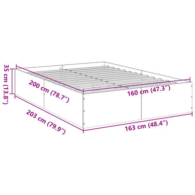 vidaXL Rúmgrind án Dýnu Gráir Sonoma Eik 160x200 cm