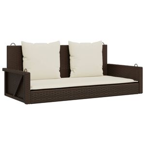 vidaXL R&oacute;lubekkur me&eth; Sessum Br&uacute;nn 119x56x48 cm P&oacute;l&yacute;rattan