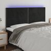 vidaXL LED h&ouml;fu&eth;gafl Svart 160x5x118/128 cm Flauel