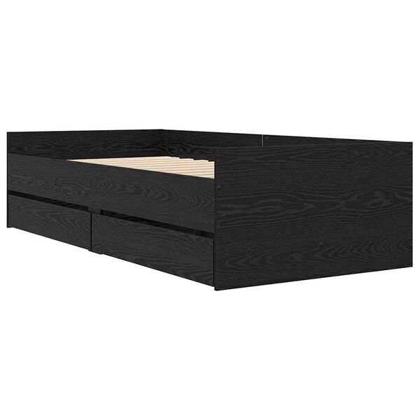 vidaXL Ramsv&iacute;k me&eth; sk&uacute;ffu Svartur Eik 90 x 200 cm Solid furuhikk