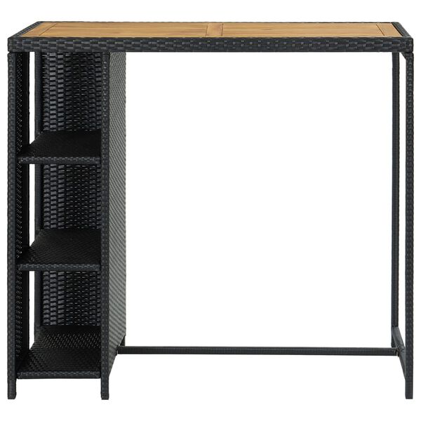 vidaXL Barborð Svart með Hillum 120x60,5x110 cm Pólýrattan