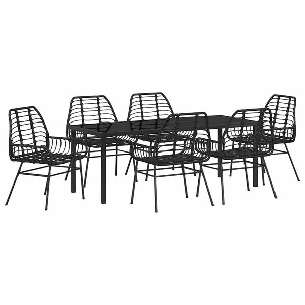 vidaXL Gar&eth;ur bor&eth;sett 7 pcs Svartur p&oacute;l&yacute;rattan