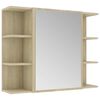 vidaXL Ba&eth;sk&aacute;pur Spegill Sonoma Eik 80x20,5x64 cm Samsettur Vi&eth;ur