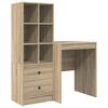 vidaXL Skrifbor&eth; me&eth; sk&uacute;ffu me&eth; hillu me&eth; geymslu 2 pcs Sonoma Eik
