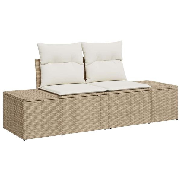 vidaXL Gar&eth;s&oacute;fa sett me&eth; p&uacute;&eth;i 8 pcs Beige og krem p&oacute;l&yacute;rattan