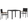 vidaXL Gar&eth;ur bor&eth;sett 3 pcs Svartur p&oacute;l&yacute;rattan