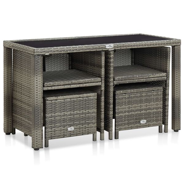 vidaXL &Uacute;tibor&eth;stofusett 5 stk. me&eth; P&uacute;&eth;um P&oacute;l&yacute;rattan Gr&aacute;tt