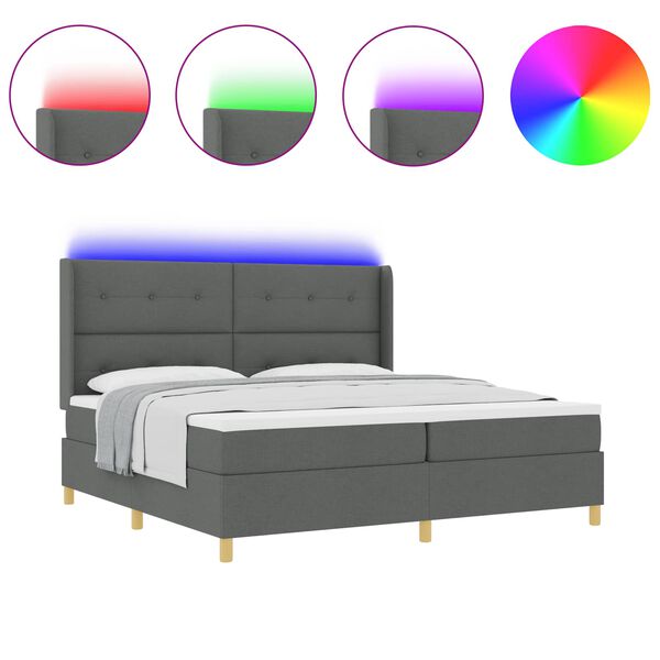 vidaXL Kassi vorinn r&uacute;m me&eth; d&yacute;nu me&eth; h&ouml;fu&eth;gafl Gr&aacute;r 140 x 200 cm d&uacute;kur