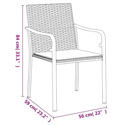 vidaXL 7 Hluta Garðborðstofusett með Sessum Pólýrattan og Stál