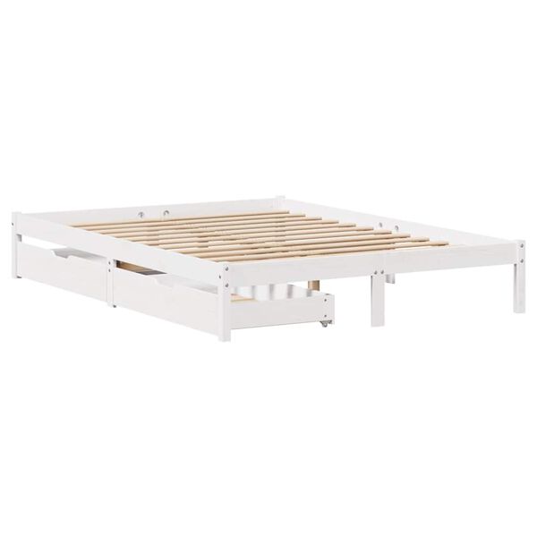 vidaXL R&uacute;mgrind &aacute;n D&yacute;nu Hv&iacute;t 140x190 cm Gegnheil Fura